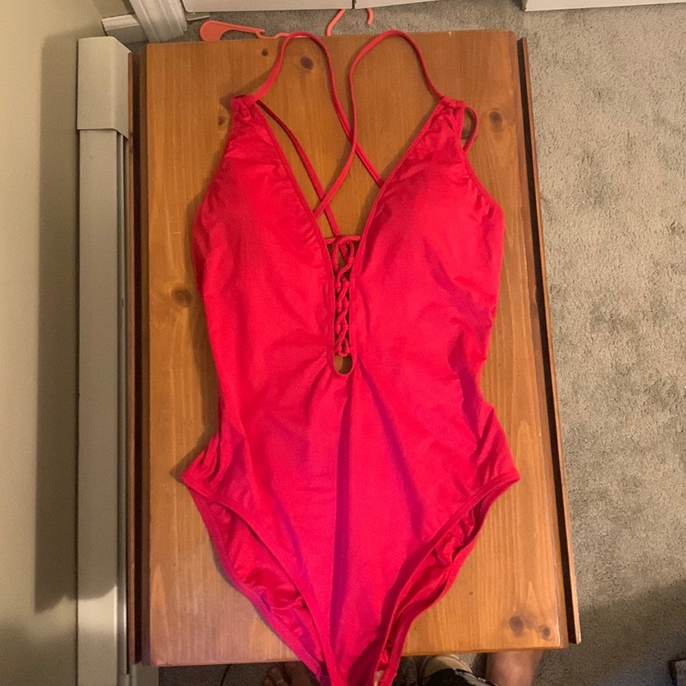 Red one piece full bottomed.